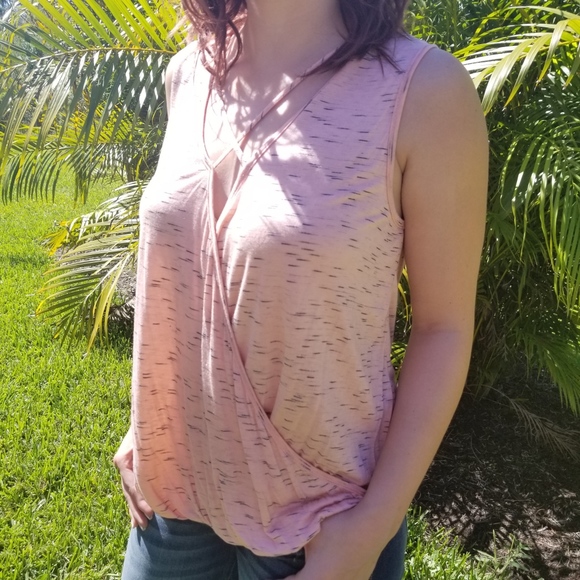 Peach & Black Marled Crisscross Tunic - Picture 3 of 6